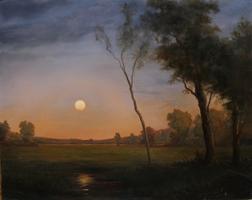 Le Lever De La Lune 16 x 20 in. oil on panel