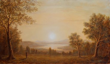 sunrise over looking the hudsonriver_14x24_oil on canvas