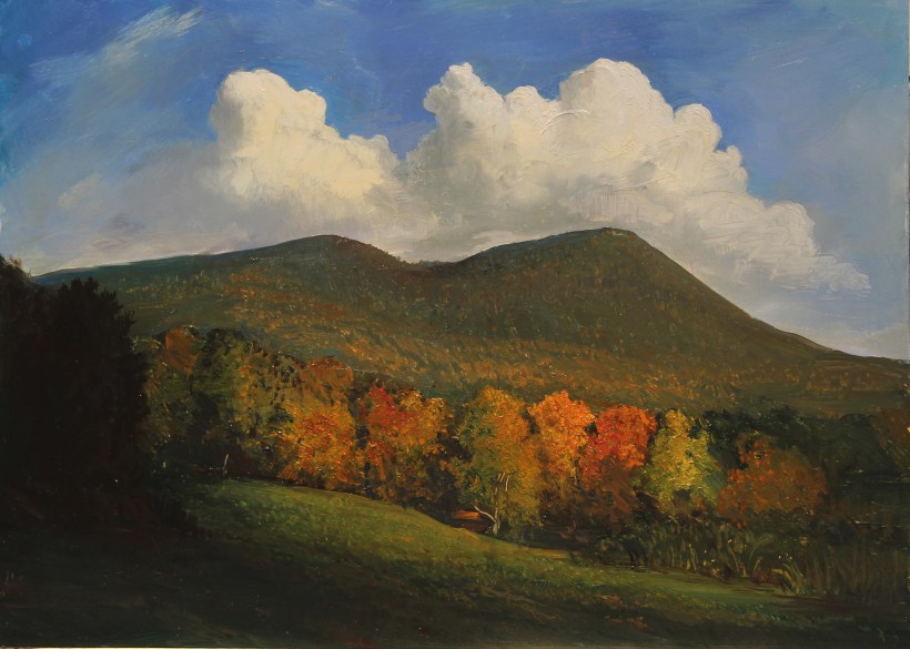 lauren Sansaricq _Autumn Color in New Hampshire Double head mountain_10x14in