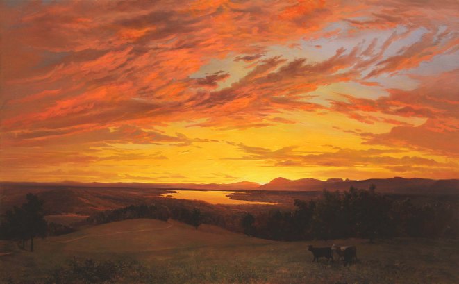 Erik Koeppel Sunset at Olana 30 x 48 in. Oil on canvas Hudson River School web