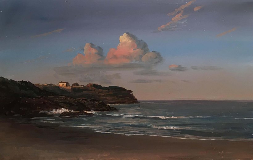 Sunset at Bronte Beach_ 9x14in.